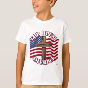 God Bless American met USA-vlag en kruis T-shirt