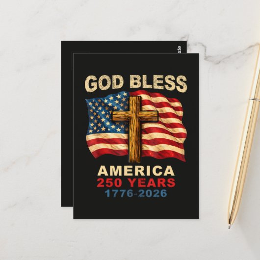 God Bless Amerika 250 Jaar 1776-2026 Briefkaart (Voorkant / Achterkant in situ)
