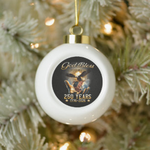 God Bless Amerika 250 Jaar 1776-2026 Keramische Bal Ornament