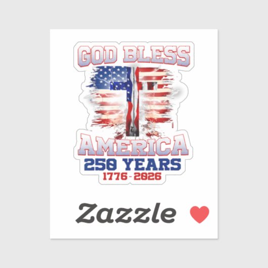God Bless Amerika 250 Jaar 1776 2026 Sticker (Vel)