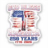 God Bless Amerika 250 Jaar 1776 2026 Sticker (Voorkant)