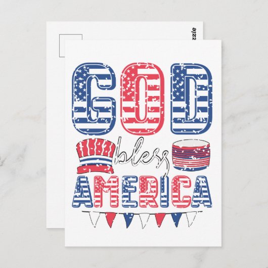 God Bless Amerika Briefkaart (Voorkant / Achterkant)