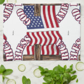 God Bless Amerika met de vlag van de VS & kruis Theedoek (Gevouwen)