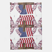 God Bless Amerika met de vlag van de VS & kruis Theedoek (Verticaal)