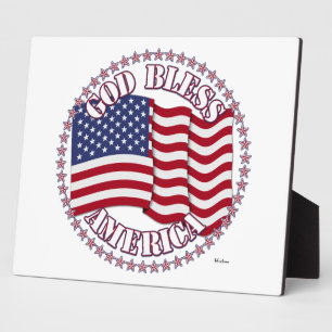 God Bless Amerika Met Vlag Van De VS En 50 Sterren Fotoplaat