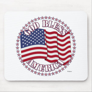 God Bless Amerika Met Vlag Van De VS En 50 Sterren Muismat