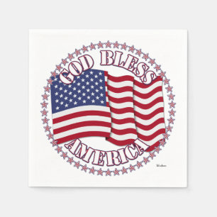 God Bless Amerika Met Vlag Van De VS En 50 Sterren Servet