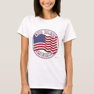 God Bless Amerika Met Vlag Van De VS En 50 Sterren T-shirt
