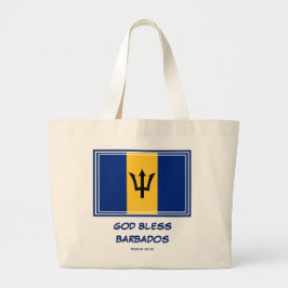 GOD BLESS BARBADOS Patriotic Barbadian Bajan Flag Grote Tote Bag