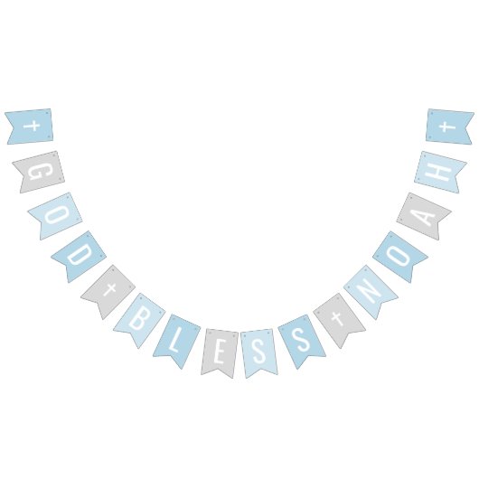 God Bless Blue en Gray Custom Name Baptisme Vlaggetjes (Alle)