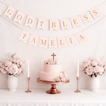God Bless Blush Roze 6 Letters Doop & Communie