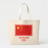 GOD BLESS CHINA Patriottic Chinese Flag Grote Tote Bag (Voorkant)