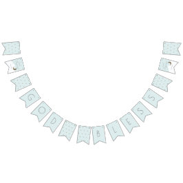 God Bless Crescent Moon & Stars Blauwe Jongen Doop Vlaggetjes