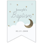 God Bless Crescent Moon & Stars Blauwe Jongen Doop Vlaggetjes (Tweede vlag)