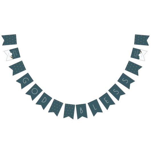 God Bless Crescent Moon & Stars Marine Blauwe Doop Vlaggetjes (Alle)