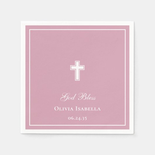 God Bless Cross Meisje Doop Servet (Voorkant)