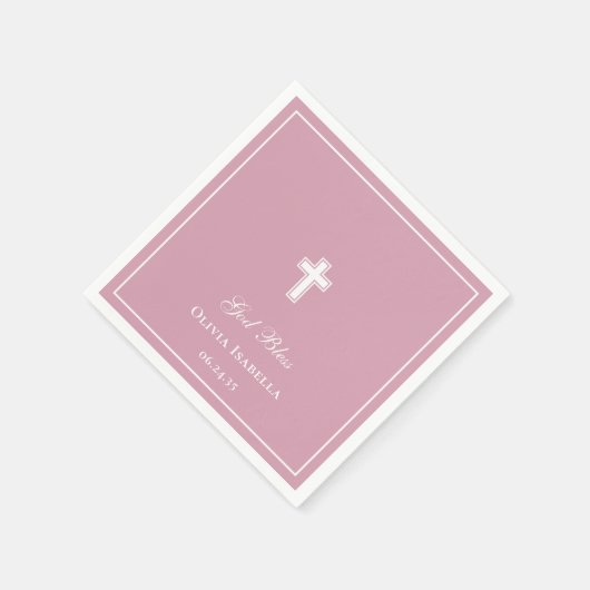 God Bless Cross Meisje Doop Servet (Hoek)