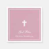 God Bless Cross Meisje Doop Servet (Voorkant)
