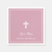 God Bless Cross Meisje Doop Servet (Voorkant)