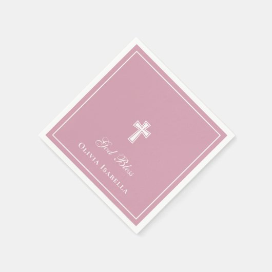 God Bless Cross Meisje Doop Servet (Hoek)