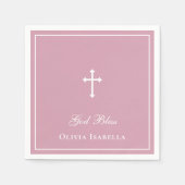 God Bless Cross Meisje Doop Servet (Voorkant)