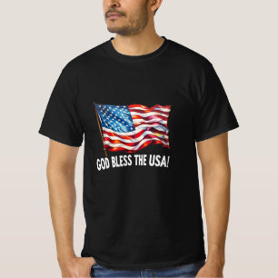 God Bless de VS Zwaaiende Amerikaanse Vlag Kunst 4 T-shirt