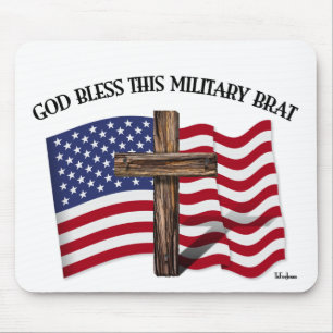GOD BLESS DEZE MILITAIRE BRAT robuust kruis, VS vl Muismat