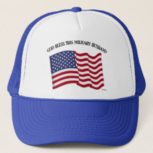 GOD BLESS DEZE MILITAIRE HUSBAND MET US-vlag Trucker Pet