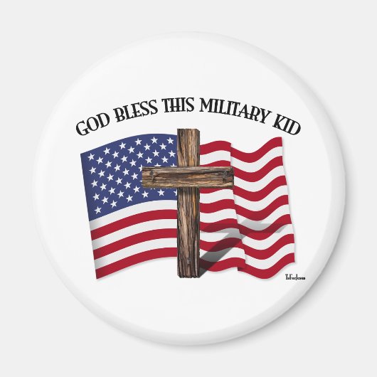GOD BLESS DEZE MILITAIRE KIND robuust, dwars door Magneet (Voorkant)