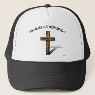 GOD BLESS DEZE MILITAIRE RET met robuust kruisje Trucker Pet