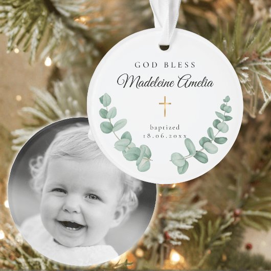 God Bless Doopkruis Ornament