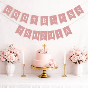 God Bless Dusty Rose 6 Letters Doop Eerste Communi Vlaggetjes