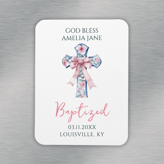 God Bless Girl Doop Keepsake Magneet