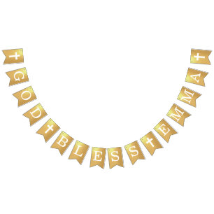God Bless Gold 4 Letters Naam Doop Eerste Communie Vlaggetjes