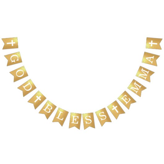 God Bless Gold 4 Letters Name Baptisme Commune Vlaggetjes (Alle)