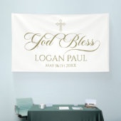 GOD BLESS gold banner backdrop (Beurs)