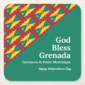 GOD BLESS GRENADA aangepaste tekst GROEN Kartonnen Onderzetters (Voorkant)