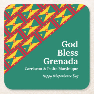 GOD BLESS GRENADA aangepaste tekst GROEN Kartonnen Onderzetters