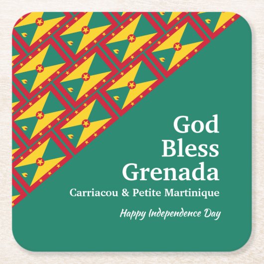 GOD BLESS GRENADA aangepaste tekst GROEN Kartonnen Onderzetters (Voorkant)