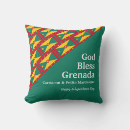 GOD BLESS GRENADA aangepaste tekst GROEN Kussen