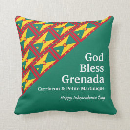 GOD BLESS GRENADA aangepaste tekst GROEN Kussen