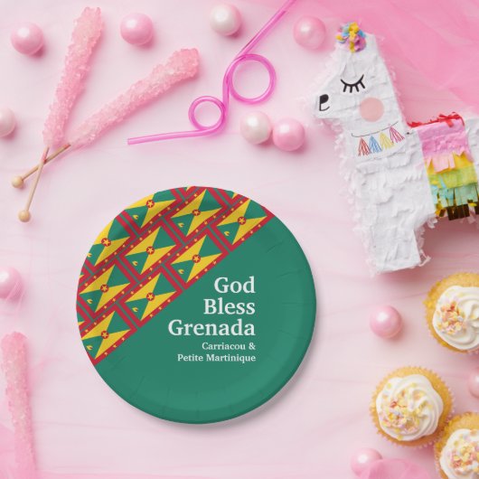 GOD BLESS GRENADA aangepaste tekst GROEN Papieren Bordje (Feest)