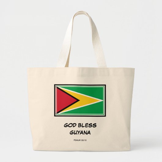 GOD BLESS GUYANA | Patriottisch | Guyanese vlag Grote Tote Bag (Voorkant)