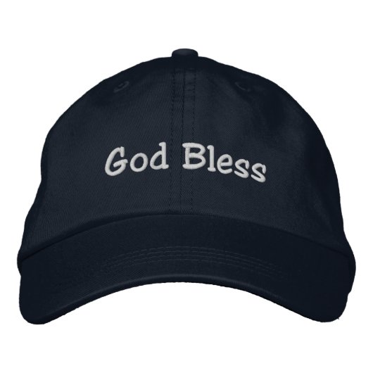 God Bless Hoed - Blauw Geborduurde Pet (Voorkant)