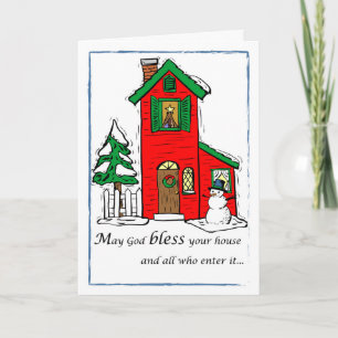 God Bless House Kerstmis Feestdagen Kaart