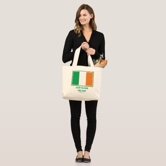 GOD BLESS IERLAND | Patriottisch | Ierse vlag Grote Tote Bag (Voorkant (model))