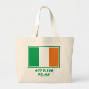 GOD BLESS IERLAND   Patriottisch   Ierse vlag Grote Tote Bag