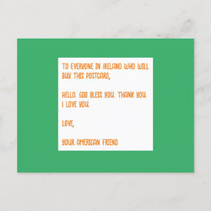 GOD Bless Ireland. Liefde, je Amerikaanse vriend. Briefkaart