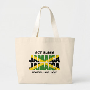 GOD BLESS JAMAICA JAMAICA Flag Grote Tote Bag