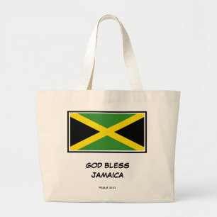 GOD BLESS JAMAICA   Patriottisch   Jamaicaanse vla Grote Tote Bag